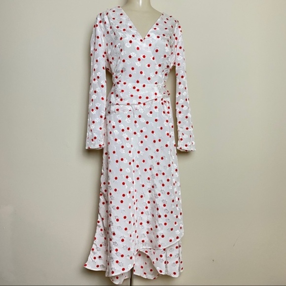 NWT ASOS Midi Long Sleeve Wrap Jacquard Dress - Picture 4 of 7